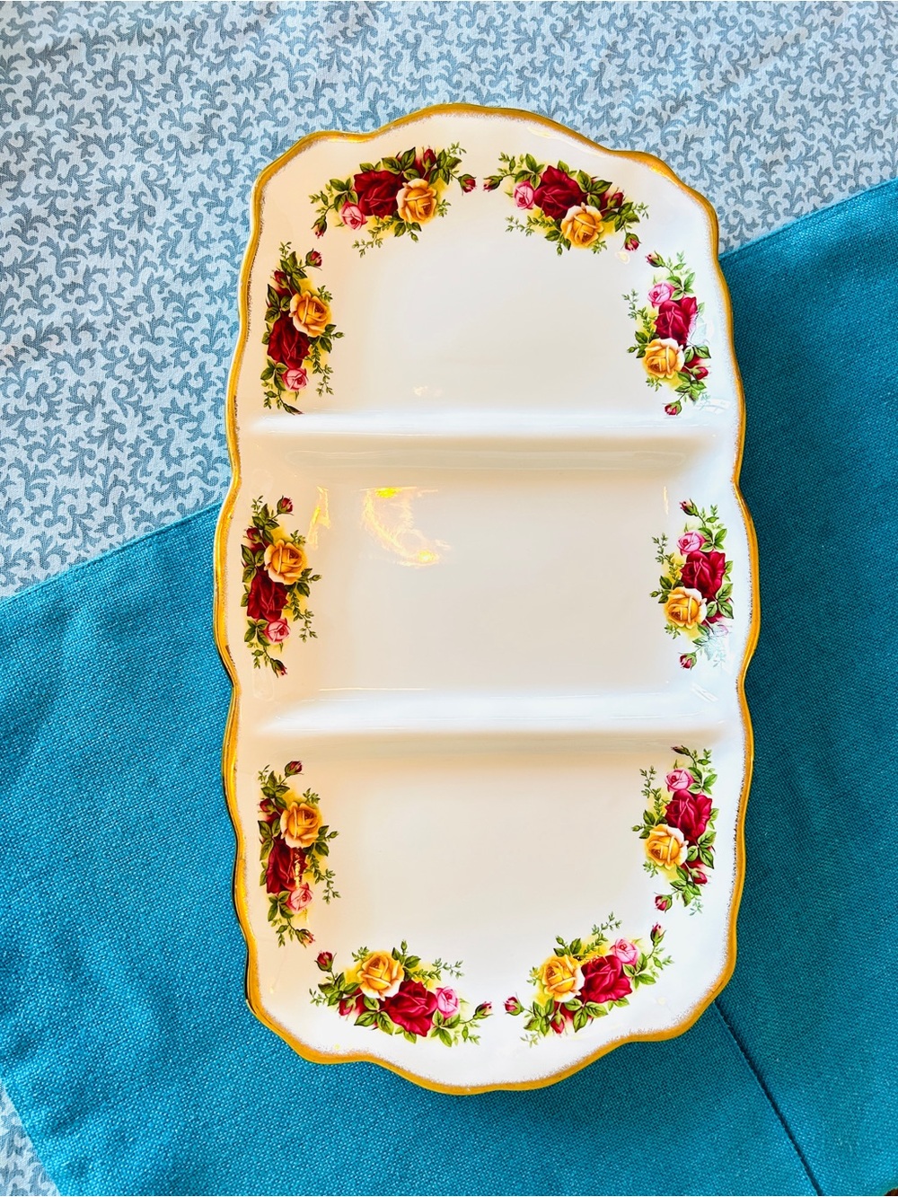 Royal Albert Old Country Rose 3-part Serving Platter